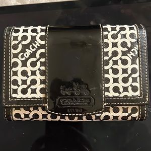 Black and white coach wallet/bill fold multipocket